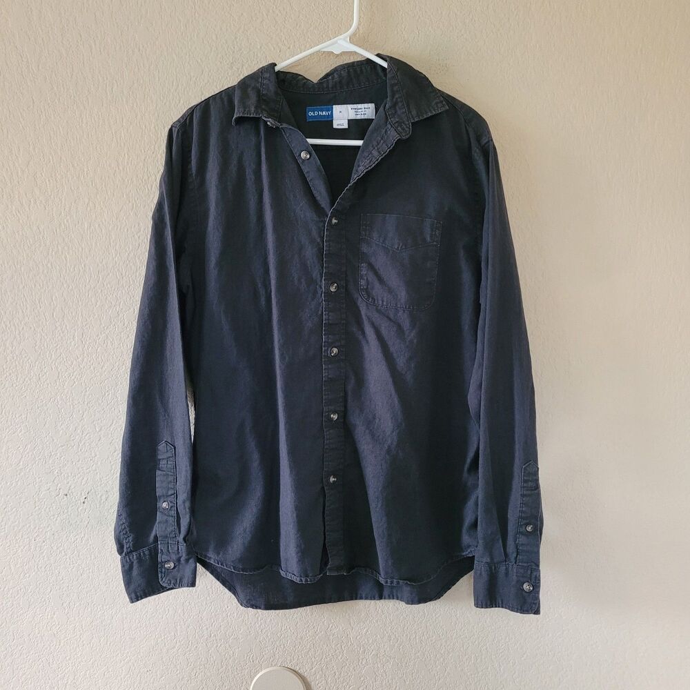 Old Navy Everyday Shirt Size Medium Linen Blend Long Sleeve Button Lightweight